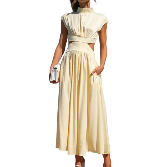 Effortless Grace: Elegant Casual Ruched Long Dress